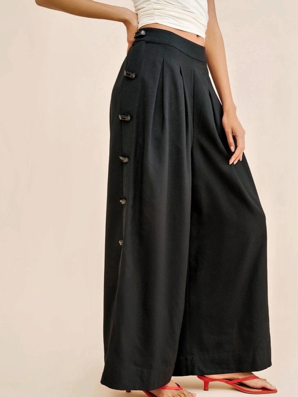 Farm Rio Black Wide Leg Pants